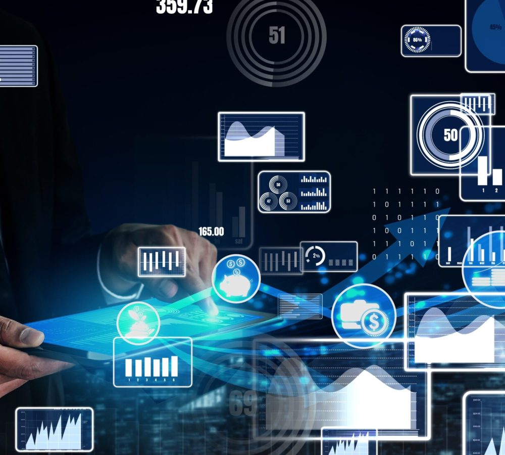 Double Exposure Image of Business Profit Growth conceptual