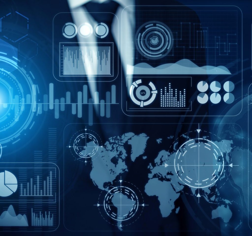 3D Rendering futuristic robot technology development, artificial intelligence AI, and machine learning concept. Global robotic bionic science research for future of human life.