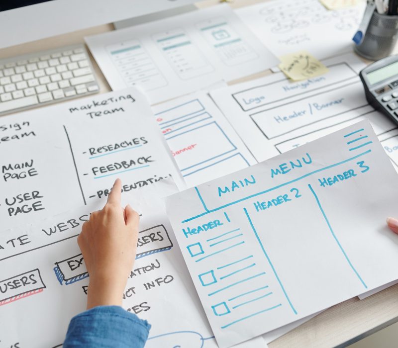 UX designer creating website layout